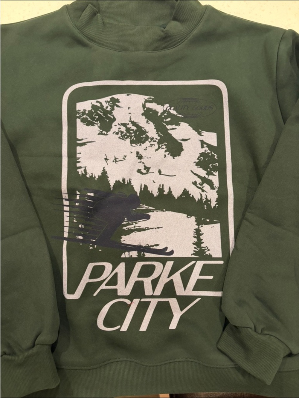 Parke City Graphic Crewneck Sweat shirt- Forest Green Large/medium
